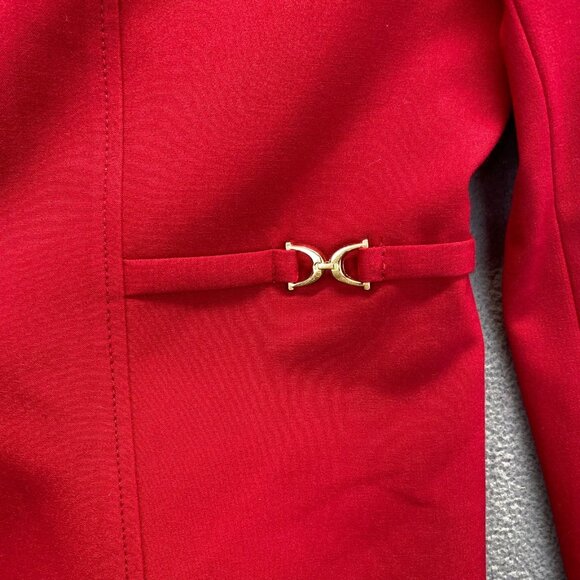 Tahari Women's Blazer Solid Red Gold Buttons Long Sleeve Lined Size 18 - Picture 11 of 12